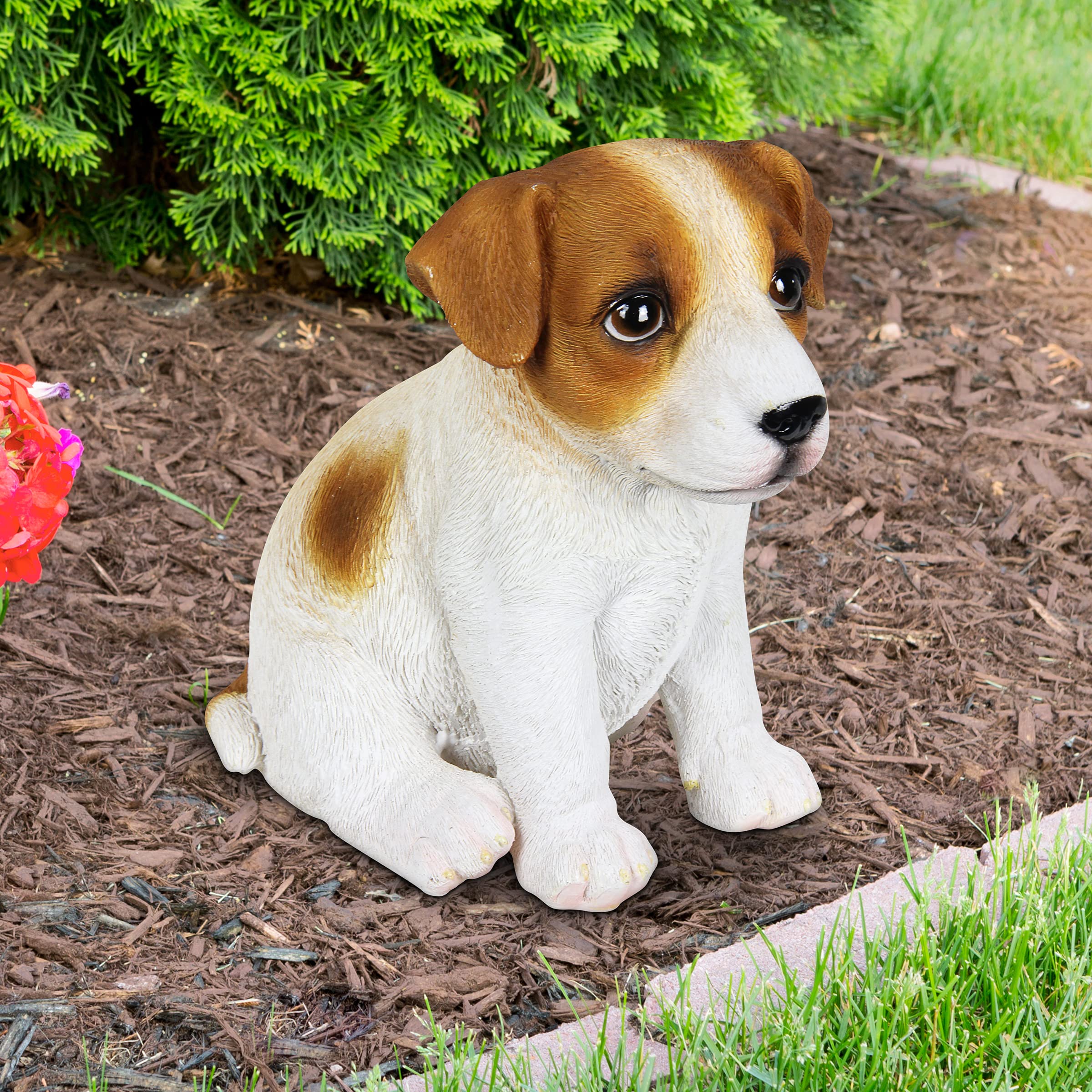 Amazon.co.jp: Exhart 犬の像、手描きのジャックラッセルテリア子犬